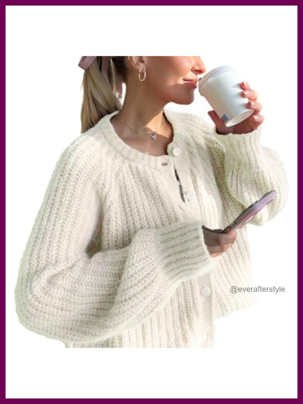 Women's Chunky Knit Button Down Open Front Cardigan Long Sleeve Cropped Y2K